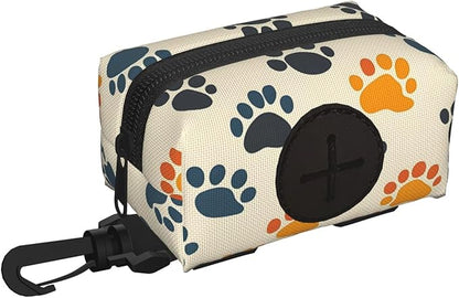 Dog Poop Bag Holder for Leashes - Lightweight Pet Waste Bags Dispenser Doggy Zippered Pouch for Puppy Walking Accessories(Dogs Paw)