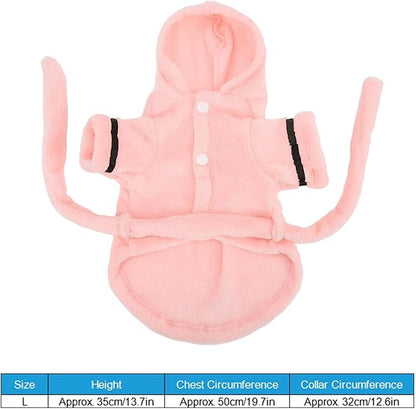 Dog Bathrobe, Pink, L, Plush, Absorbent, Warm, Puppy, Small Breeds
