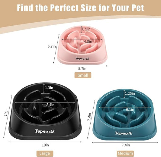 2 Pack Slow Feeder Dog Bowls for Healthy Eating, Non-Slip and Anti-Choking Design, Reduces Bloating & Overeating for Medium Dogs and Cats, Easy to Clean