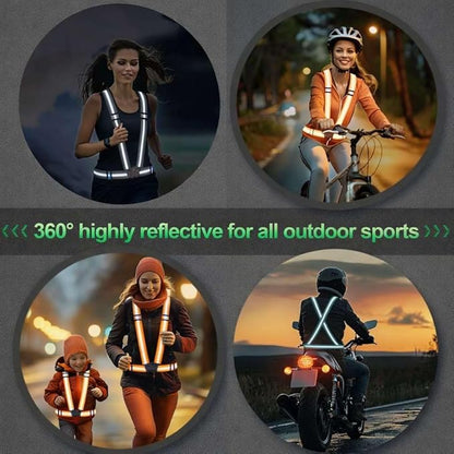 2 Packs Reflective Vest Running Gear, High Visibility Reflective Running Gear Adjustable Elastic Safety Vest for Night Jogging, Biking, Walking or Dog Walking, Running Vest for Men Women Children