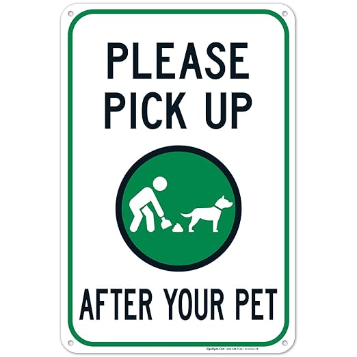 Clean Up After Your Dog Sign, Please Pick Up After Your Pet Sign, 12x18 Inches, 55 mil Thick HDPS (high Density polystyrene), Made in USA