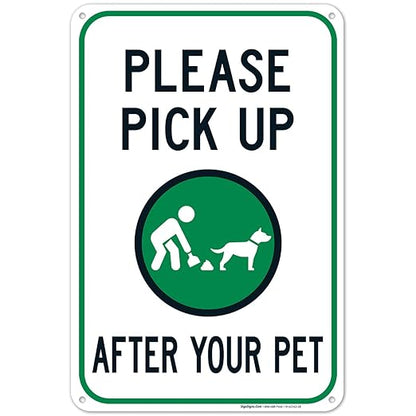 Clean Up After Your Dog Sign, Please Pick Up After Your Pet Sign, 12x18 Inches, 55 mil Thick HDPS (high Density polystyrene), Made in USA