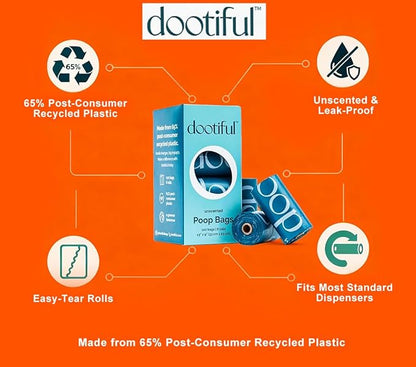 Dog Poop Bags - 240 Unscented Bag, 65% Recycled Materials, Tear Resistant Pet Bags for Poop - 16 Rolls, 100% Leak Proof - Extra Thick, Eco-Friendly Doggie Waste Bags for Hassle-Free Cleanup - Outdoor