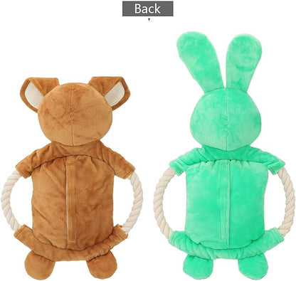 Squeaky Dog Toys , Funny Dog Toys Stuffed Plush Dog Toy , Cute Dog Rabbit Dog Birthday Gift Dog Chew Toys Pet Toys for Small Medium and Large Dogs(Green Rabbit)
