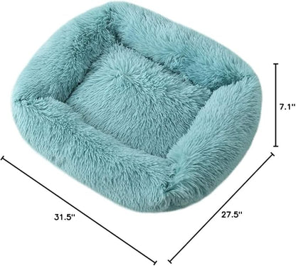 La La Pet® Donut Dog Cat Bed Cozy Cave Pet Bed Burrow Dog Bed Calming Cuddler Self-Warming Pet Bed Soft Plush Pet Cushion Improved Sleep for Cats Small Medium Dogs Blue L
