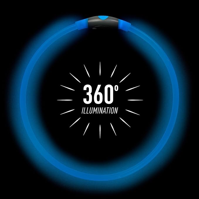 Nite Ize NiteHowl Rechargeable LED Safety Necklace - Dog Light for Dog-Walking Gear - Weather-Resistant Design - 5 Hours Runtime - Cut to Fit from 12” to 27” - Blue