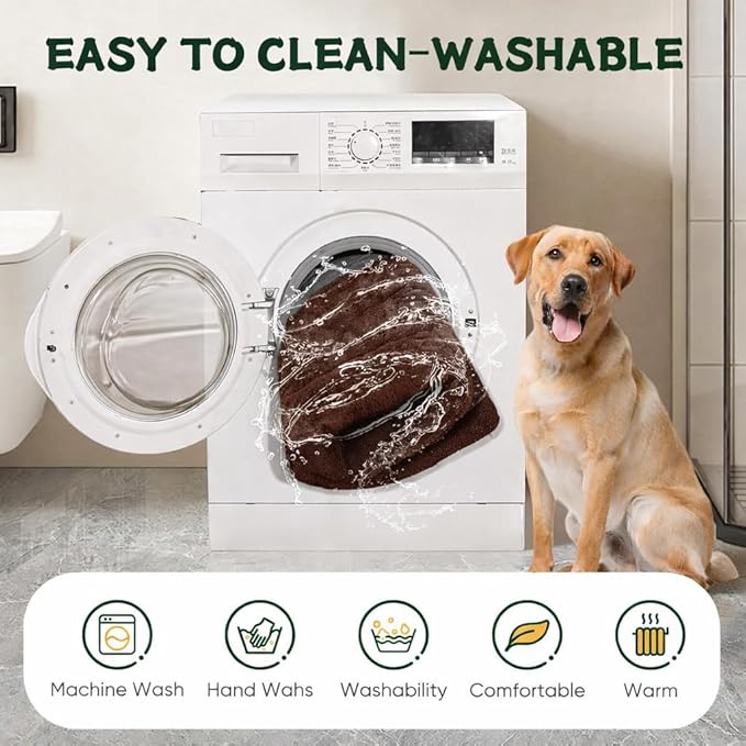 Dog Crate Pad 24 Inch, Washable Plush Crate Mat for Small Dogs and Puppies, Anti Slip Kennel Pad for Metal Crates, Indoor Use and Travel, Brown