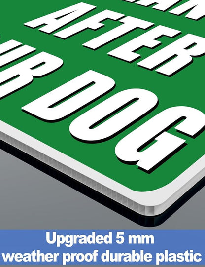 2-Pack Clean Up After Your Dog Signs, 12.6" x 9.5" with Metal Stake, No Dog Poop Lawn Signs with UV Protected & Waterproof, Double Sided Pick Up After Your Dog Sign for Yard