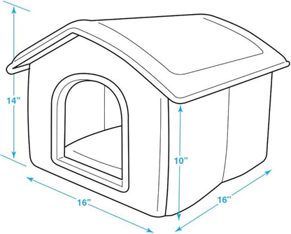 Best Pet Supplies Dog House Bed Crate Mat Tent Indoor Round Soft Plush for Small, Medium, and Large Breeds - Beige w/Brown Stripes, 16 x 16 x 14"