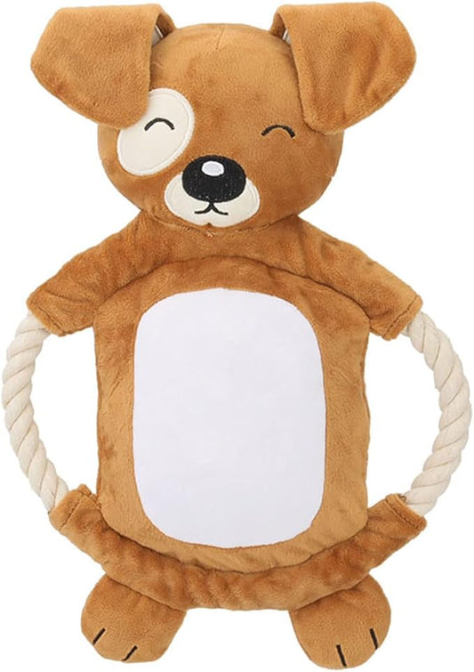 Squeaky Plush Dog Toy - Funny Stuffed Rabbit Chew Toy, Cute Pet Birthday Gift for Small, Medium and Large Dogs (Brown)