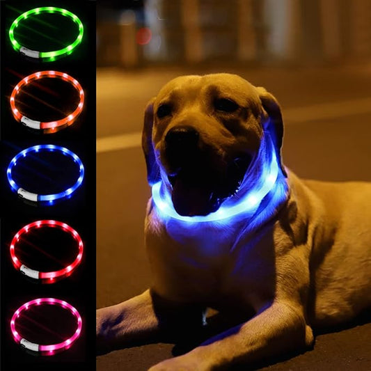 LED Dog Collar,USB Rechargeable Glowing Dog Collars, Light Up Collar Improved Pet Safety &Visibility at Night, 3 Flashing Modes,Water-Resistant Lighted Collar Fits for Small Medium Large Dogs