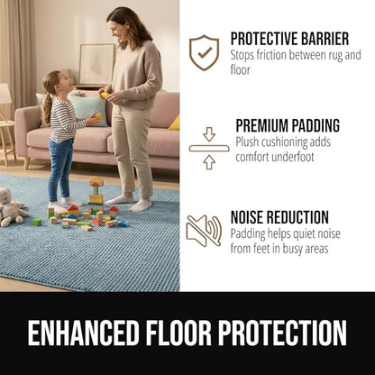 GORILLA GRIP Premium Dual Sided Extra Thick 4x6 Rug Gripper Pad for Hardwood Floors, Breathable Slip Resistant Pad Grips Under Carpet Area Rugs for Hard Surface Floor Protection, Easy Trim Mats, Beige