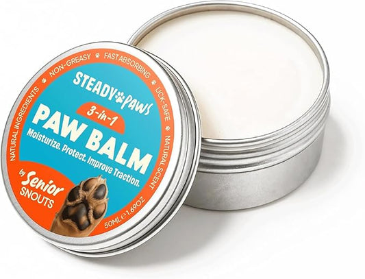 3-in-1 Paw Balm for Dogs - Protects & Improves Natural Dog Foot Pad Traction, Lick-Safe Moisturizer & Soother, Fast-Absorbing Paw Wax w/Non-Greasy Formula & Natural Ingredients - 1.69oz