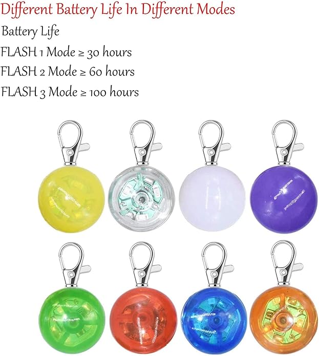 8 Pack Dog Lights for Night Walking, 3 Modes Dog Collar Light for Night Time, IP68 Waterproof Dog Lights Clip On, LED Safety Light for Large Medium Small Pets, Running, Camping, Climbing, Bike