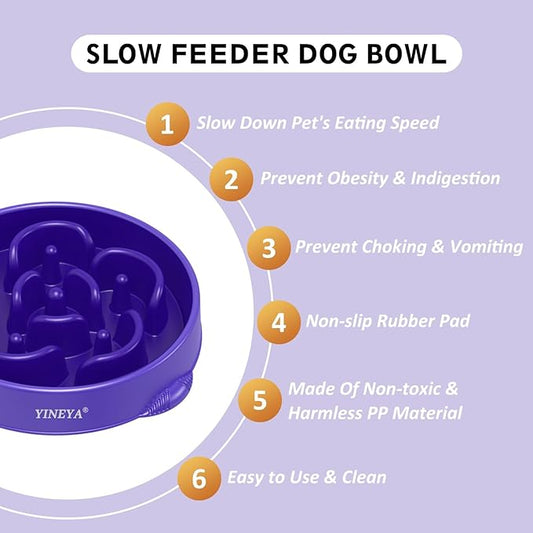 4 Cups Slow Feeder Dog Bowls Large Breed, Anti-Choking Pet Supplies, Maze Dog Food Bowl, Puzzle Feeder That Slow Down Eating 2PCS