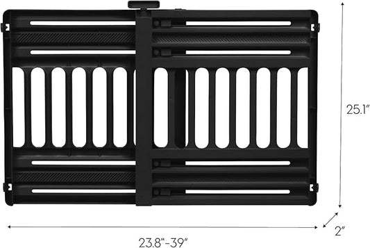 IRIS USA 24"-39" Dog Gate, Adjustable Indoor Pet Barrier, Pet Gate for Puppy, Small Dog, Cat, Easy Twist-to-Lock for Doorways & Stairs, Portable, Expandable, 25" Tall, Black