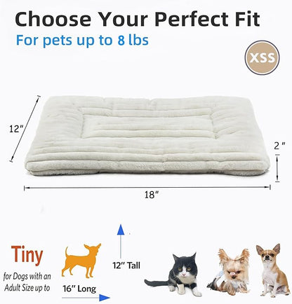 Pet Bed Extra Small 12 x 18 for Crate or Cage Fits Tiny Dogs And Indoor Cats With Rabbit,Washable XS Puppy Crate Bed Comfy Kennel Pad Anti-Slip Doggy Sleeping Mat Cushion for Mini Small Breeds,Cream