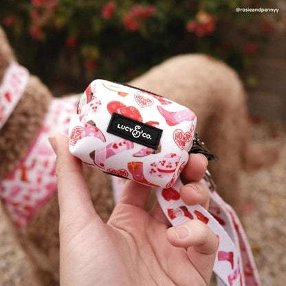 Lucy & Co. Dog Poop Bag Holder - Leak Proof Dispenser with Leash Attachment - Easy Refills - Hygienic Pet Poop Pickup - Pink Orange Western