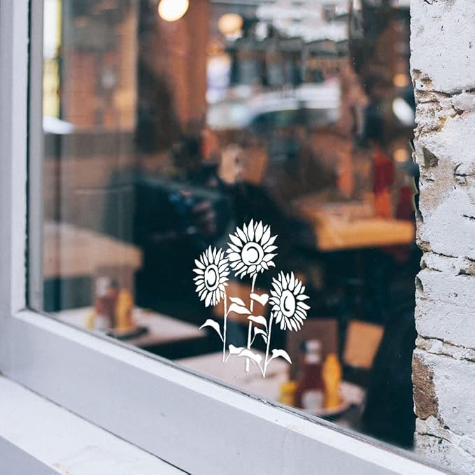 WIRESTER 6 inch Clear Vinyl Decal Sticker Decoration for Car Window (Or Any Flat Surface) - Sunflower