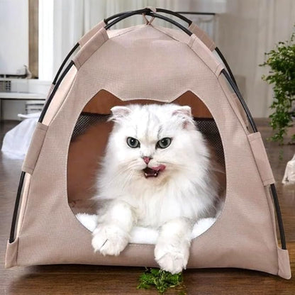 GLOBHARB Cat Tent, Cat Tent Bed, Tent for Cats, Cat Tent Bed for Indoor Cats, Tent for Cats Indoor, Mini Tent for Pets, Tiny Cat Tent, Cat House Tent, Tents for Cats, Mini Tent for Cats (Beige, M)