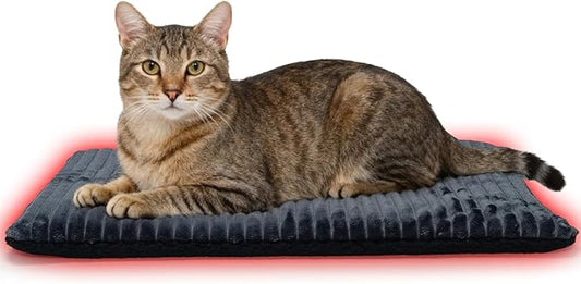 Self-Warming Cat Bed Pad 22 * 16 inch Self-Heating Cat Bed Mat Thermal Blanket for Indoor Cats & Small Dogs Stripes Gray