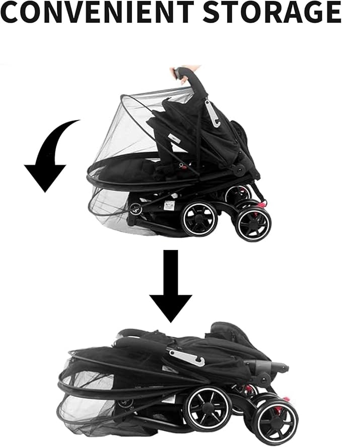 DUOMI Mosquito Net for Stroller,Encrypted Stroller Mosquito Net Full Cover with Double Zipper,Breathable & Foldable Netting for Baby Cover(Black)