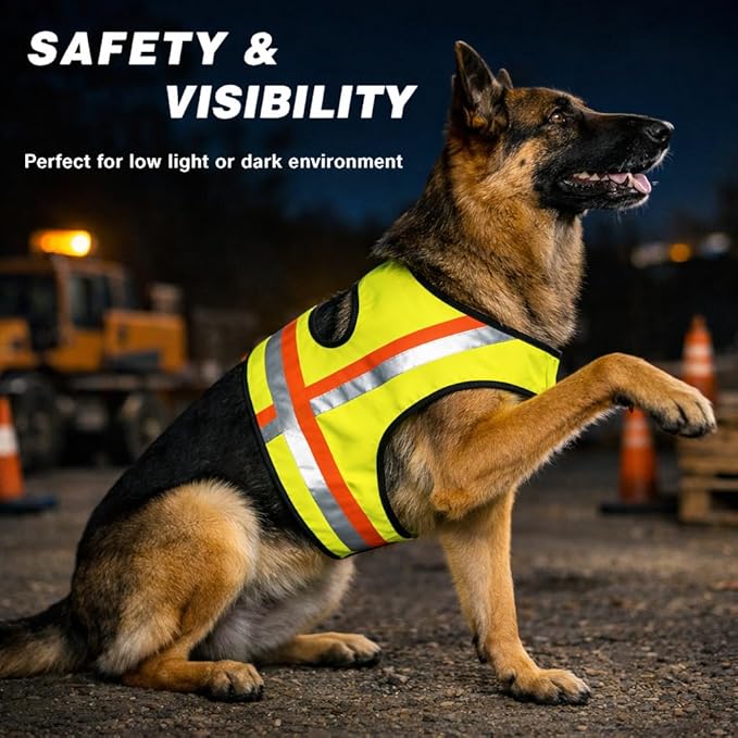 Miyake Reflective Dog Vest, High Visibility Dog Safety Vest for Night Walking, Dog Hunting Vest for Outdoor, Hi-Vis Fluorescent Yellow
