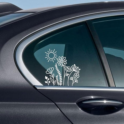 WIRESTER 6 inch Clear Vinyl Decal Sticker Decoration for Car Window (Or Any Flat Surface) - Sunny Wild Flowers