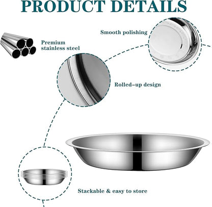 4Packs Cat-Bowls Cat Food Bowl - 6.1 Inch Stainless Steel Cats Feed Bowl for Indoor Cats Shallow and Wide Wet Food Plate Pet Feeding Whisker Fatigue Relief Pet Plate for Kitten Puppy (Type-B)