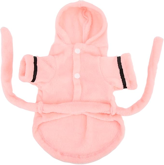 Dog Bathrobe, Pink, L, Plush, Absorbent, Warm, Puppy, Small Breeds