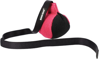 Dingo Gear French Linen Ball for Dog Training, as Reward for Fetch tug of war, with Long Handle, Handmade, Pink-Black S02816