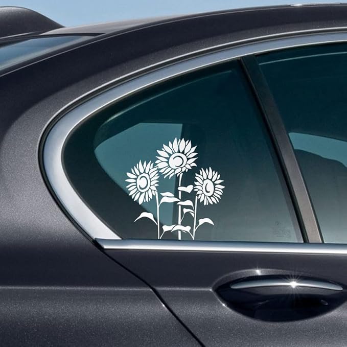 WIRESTER 6 inch Clear Vinyl Decal Sticker Decoration for Car Window (Or Any Flat Surface) - Sunflower