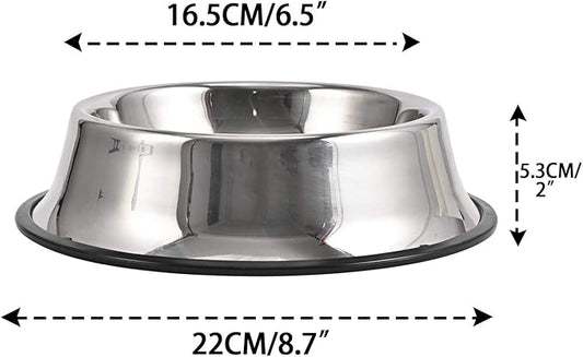 2Packs Stainless Steel Dog Bowl with Anti-Skid Rubber Base for Small/Medium/Large Pet, Perfect Dish, Pets Feeder Bowl and Water Bowl Perfect Choice for Dog Puppy Cat and Kitten (16oz)
