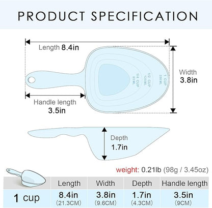 1-Cup Melamine Pet Food Scoop — Precise Feeding & Weight-Management Measuring Scoop for Dogs & Cats, BPA-Free, Durable, Dishwasher-Safe (Baby Blue)