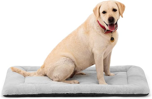 Washable Dog Bed for Crate, Ultra Soft Plush Dog Crate Pad for Medium to Large Dogs, Non Slip Cushion for Metal Crates, Indoor or Travel, 36 x 23 Inch, Gray