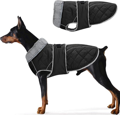 Dog Coat, Warm Dog Winter Coat for Medium Dogs, Waterproof Jacket with Adjustable Buckle & Velcro, Reflective Turtleneck Cold Weather Coats, Pet Fleece Vest Snow Jacket (Black, XXXL)