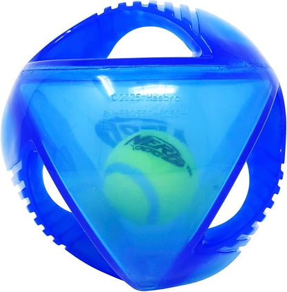 Nerf Dog 5.5in Translucent TPR Rumble Ball with Tri-Twist Handles -Blue