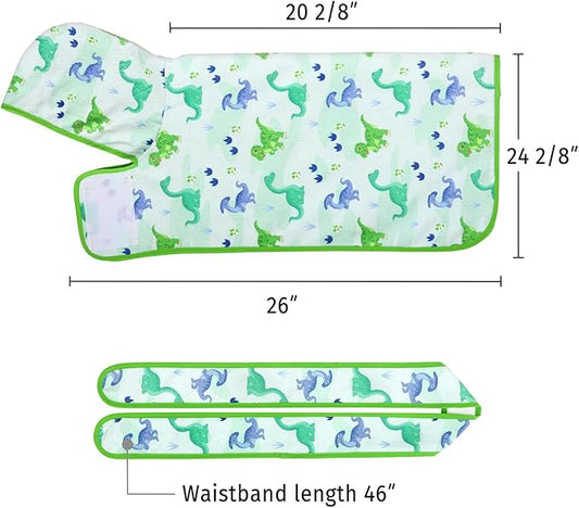 HDE Dog Bathrobe Super Absorbent Quick Drying Puppy Towel Wrap Coat Adjustable After Bath Robes with Hood for Dog Sizes S-XXL Cute Dinosaurs M