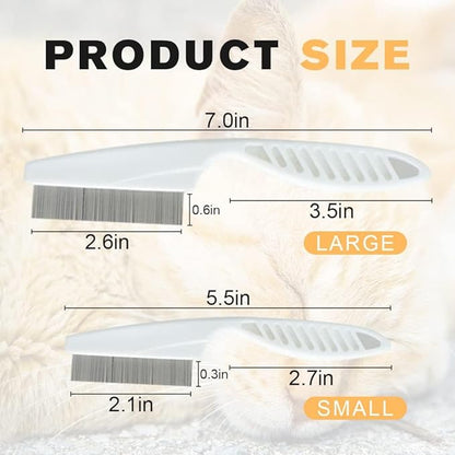 2 Pack Multifunctional Pet Comb, Upgrade Pet Grooming Brush Fine Magic Tear Stain Removal, Fine-Tooth Stainless Massage Comb Kit for Small Puppies and Dogs (Green)