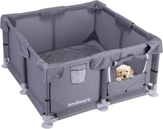 Puppy PlayPen, 28×28×15 in Dog Play Pen Indoors,Small Animals Playpen with Gate for Chick/Kitten/Puppy/Guinea Pig/Rabbits/Hamster/Chinchillas
