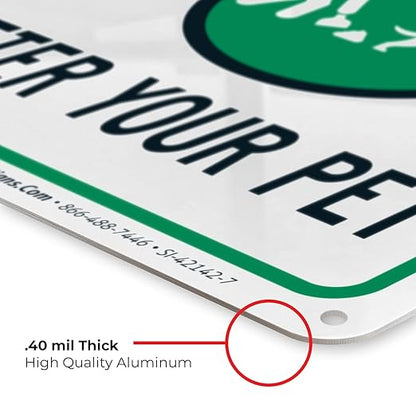 Clean Up After Your Dog Sign, Please Pick Up After Your Pet Sign, 10x7 Inches, Rust Free .040 Aluminum, Fade Resistant, Made in USA