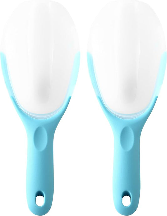 Spring Chef Magnetic Ice Scoop for Freezer, Contoured Translucent BPA-Free Plastic Scoops with Soft Grip Handle, Kitchen Ice Scooper for Dry Goods, Popcorn, Pet Food, Flour - Set of 2 - Aqua Sky
