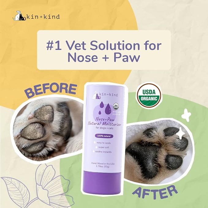 kin+kind Organic Dog and Cat Nose and Paw Balm Stick - 1.76oz Shea Butter - Dog Supplies