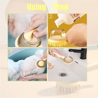3 In One Pet Massaging Brush - Clean,Massage,Groom Comb - Silicone Comb Suppleness Brush ，Pet Friendly Wash Tools For Cats&Dogs (yellow)
