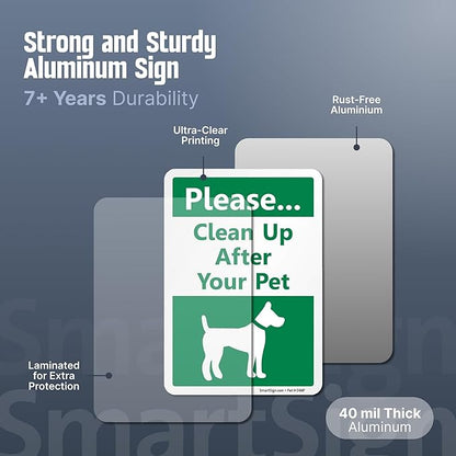 SmartSign10 x 7 inch Please Clean Up After Your Pet Yard Sign with DOG Graphic, 40 mil Laminated Rustproof Aluminum, 21.5 inch tall Sign and Stake Kit by SmartSign, 100+ Years of Sign Expertise