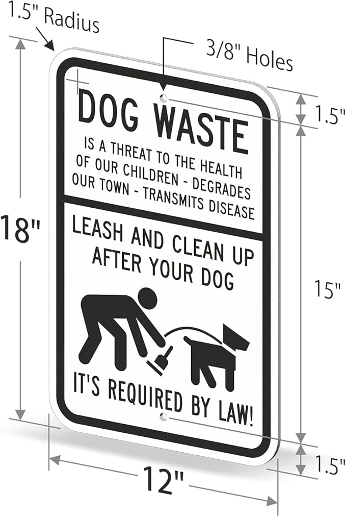 SmartSign "Dog Waste Is A Threat, Leash And Clean Up After Your Dog" Sign | 12" x 18" Aluminum