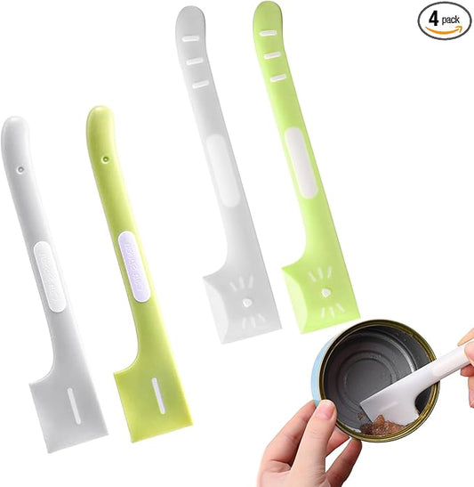4 Pack Pet Supplies - Can Food Mixing Spoons, Canned Scoop for Cat & Dog Feeding, Wet Food Storage (Green + Gray)
