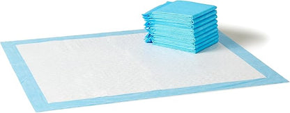 Amazon Basics Heavy Duty Absorbent Dog and Puppy Pee Pads with 5-Layer Leak-Proof Design and Quick-Dry Surface for Potty Training, X-Large, 34 x 28 Inches, Blue & White, 10-Count