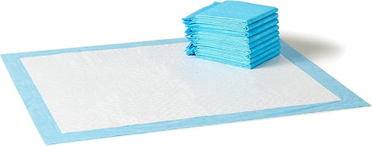 Amazon Basics Heavy Duty Absorbent Dog and Puppy Pee Pads with 5-Layer Leak-Proof Design and Quick-Dry Surface for Potty Training, X-Large, 34 x 28 Inches, Blue & White, 10-Count