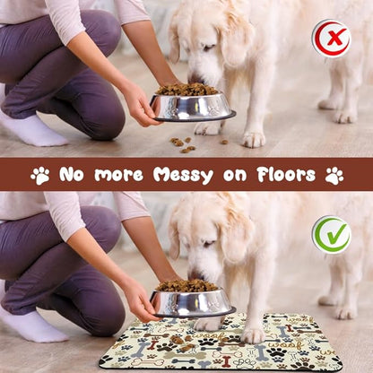 Dog Food Mats for Floors Waterproof, Dog Cat Water Bowl Mats Pet Feeding Absorbent Mat Dog Cat Pet Placemats for Food and Water Beige 17 * 30 inch